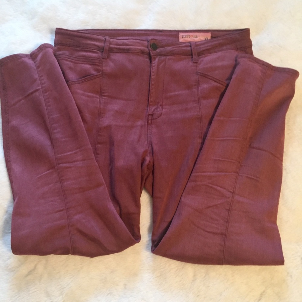 Pistola dusty rose ponte ankle zip skinny jeans
